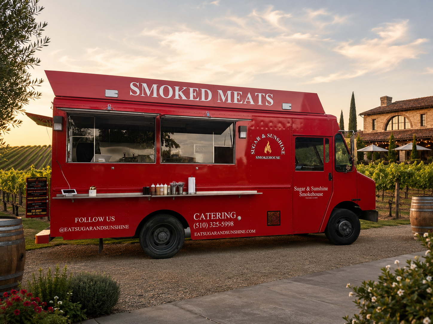 Sugar & Sunshine Smokehouse truck at the vineyard